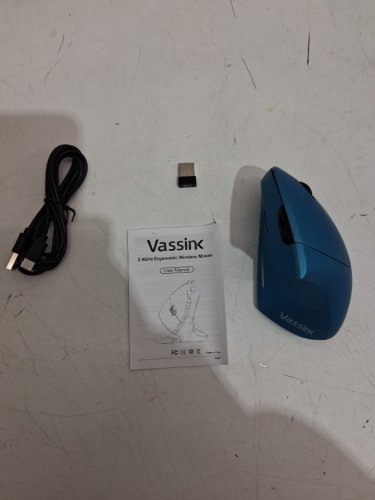 VASSINK WIRELESS VERTICAL ERGONOMIC RECHARGEABLE MOUSE - 2.4GHZ, 6 BUTTONS, 800/1200/1600 DPI - blue image 3