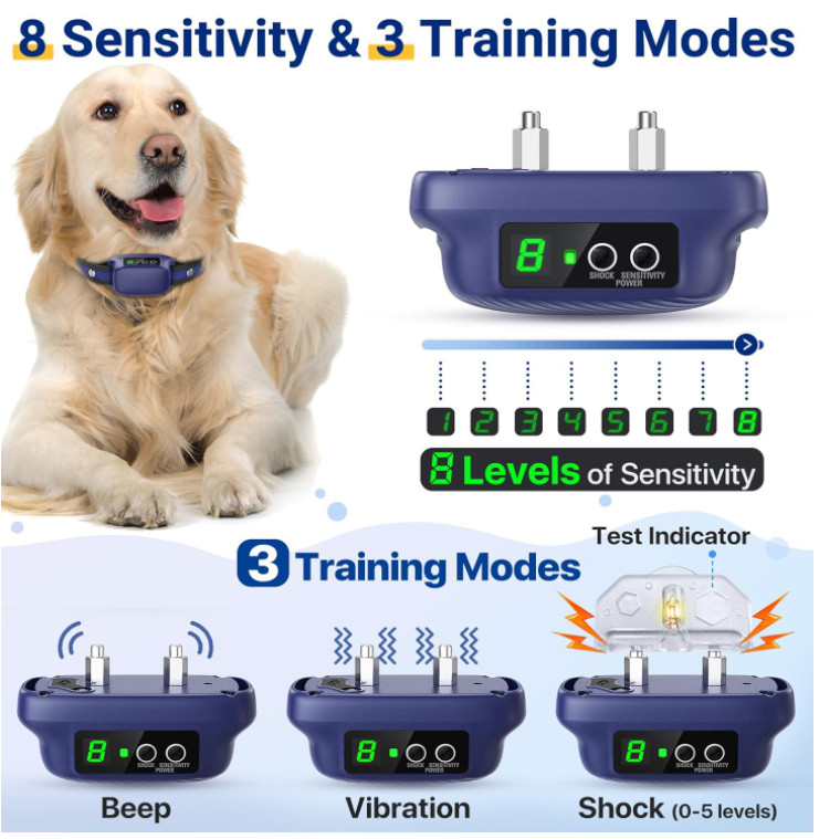 automatic safe bark control collar for dog training - black (model: pb12) image 2