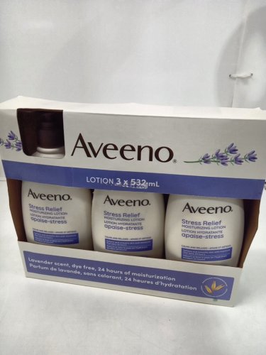 3PK AVEENO STRESS RELIEF MOISTURIZING BODY LOTION - CALMS AND RELAXES - 532ML/EACH - LAVENDER image 2
