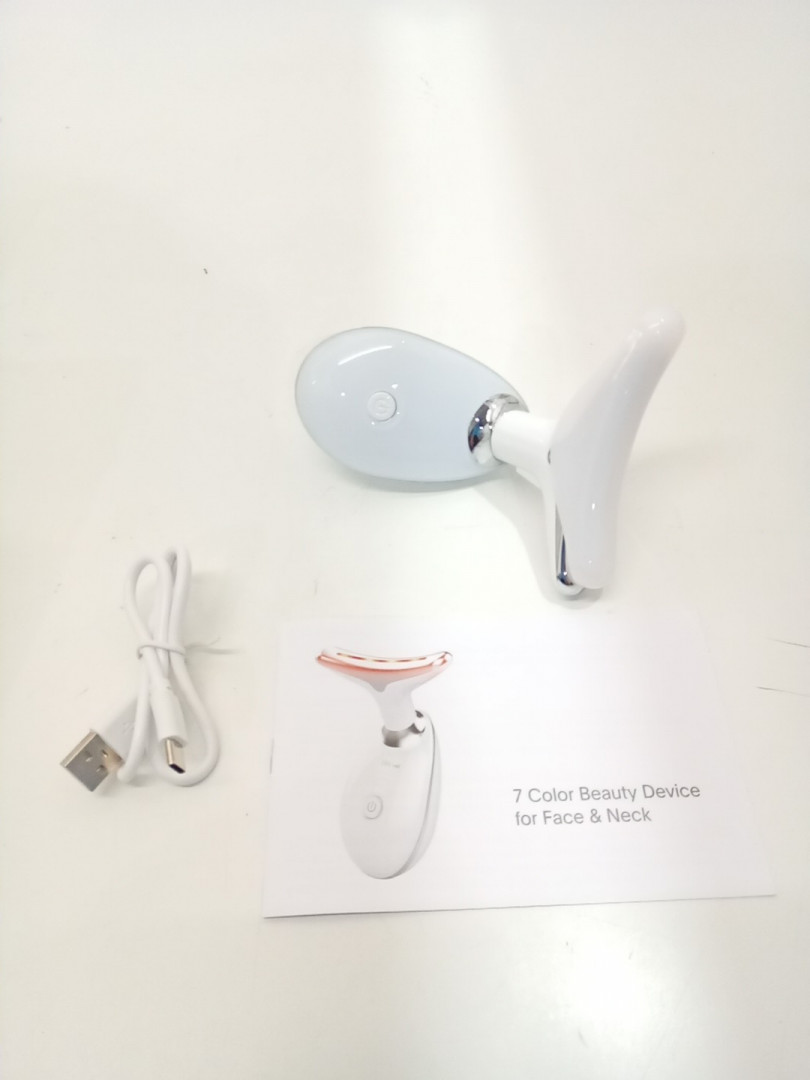 red light therapy face and neck massager - white/silver (model: 111226/es-1081) image 3