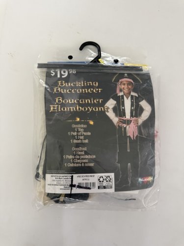 3PC BOYS PALAMON BUCKLING BUCCANEER COSTUME SHIRT, HAT, SASH BELT - LARGE (10-12) - WHITE/BLACK/RED/GOLD (STYLE: 6879C (L) image 2