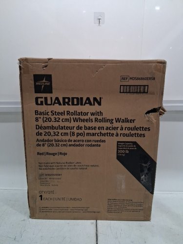MEDLINE GUARDIAN BASIC STEEL ROLLATOR WITH 8" WHEELS ROLLING WALKER - 300LB CAPACITY - RED (MODEL: MDS86860ERS8) image 2