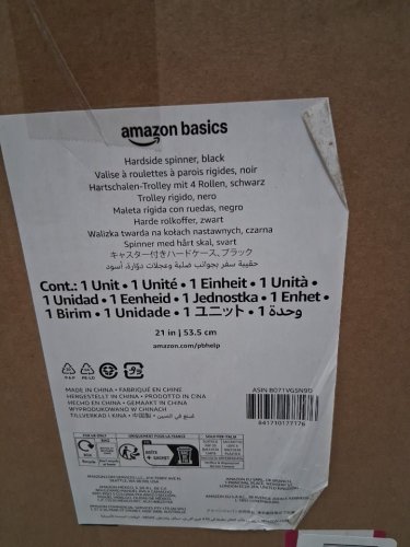AMAZONBASICS HARDSIDE CARRY ON SPINNER TRAVEL LUGGAGE SUITCASE - 21" - SMALL - BLACK image 3