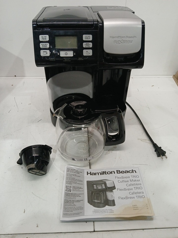 HAMILTON BEACH 3-IN-1 FLEXBREW TRIO COFFEE MAKER - 12 CUP GLASS CARAFE - BLACK (MODEL: 49902C) image 3