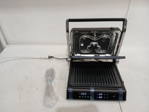 giantex LED touch panel electric panini press sandwich maker with independent temperature control & removable non-stick plates - black (model: gt52a) image 5
