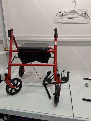 DRIVE MEDICAL 4 WHEEL ROLLATOR WALKER WITH BASKET - 300LBS CAPACITY - RED (MODEL: 10257RD-1) image 4