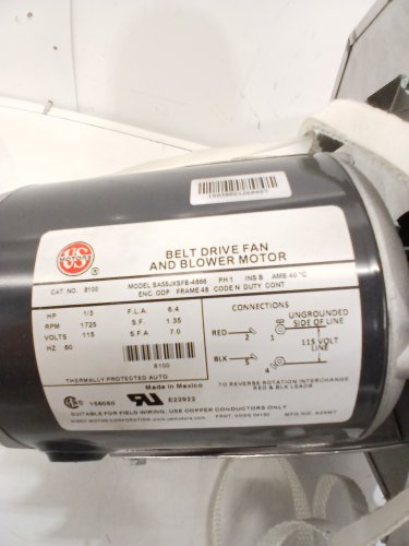 US Motors Belt Drive Fan and Blower Motor - 4" - 1/3HP - 1725RPM - Grey (Model: SA55JXSFB-4866) image 8