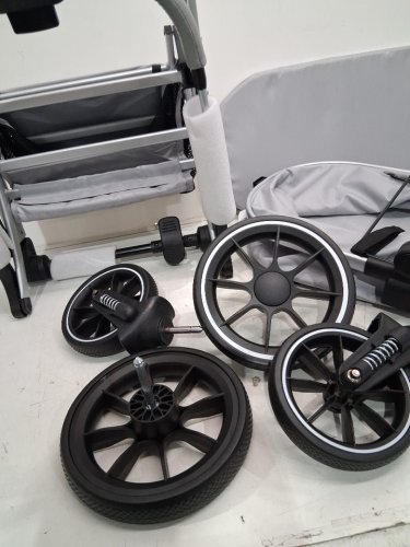 Strocare 3 in 1 foldable pet stroller with detachable carrier, storage basket & pet pad - for small/medium dogs & cats - GREY (MODEL: D08) image 4
