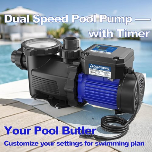 AQUASTRONG in/Above Ground Pool Pump - 1.5hp - 4975GPH - 115V - Blue/black (MODEL: PSP150AD) image 2