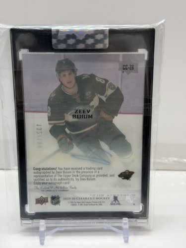 SIGNED ZEEV BLUM ROOKIE CARD LTD ED #132/199 - UPPER DECK 2025-26 CLEAR CUT HOCKEY (CC-ZB) image 2