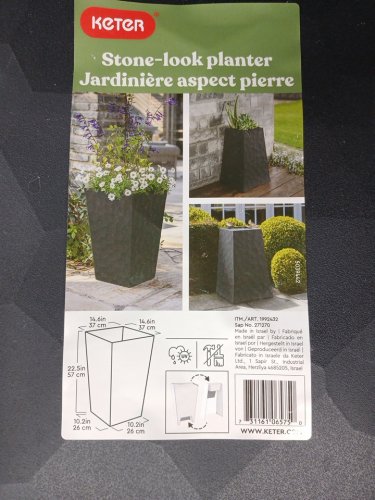 Keter Stone-look Tapered Planter - 22.5" - black (MODEL: 1992432) image 5