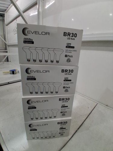 4 (6PK) Evelor LED BR30 Light Bulbs - 7W, 800LM, 5000K - WHITE- 24TOTAL (MODEL: BR30-7W5000K-6) image 2