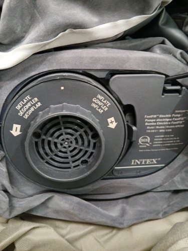 INTEX DURA-BEAM SERIES DELUXE COMFORT PLUSHFIBER-TECH inflatable AIR mattress WITH INTERNAL ELECTRIC PUMP - 18" - QUEEN - grey (MODEL : AP619D/64413ED) image 4