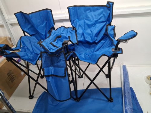 Costway Portable Folding Picnic Double Chair with Umbrella - Blue - (Model: OP70621BL) image 4