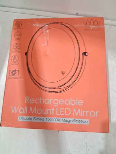 rocollos double sided wall mount Cordless led mirror 10X Magnifying mirror - 8" - silver image 3