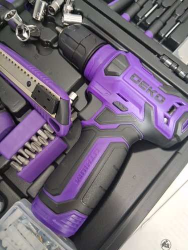 126PC DEKOPRO POWER TOOL COMBO KIT WITH 8 V USB-C RECHARGEABLE CORDLESS DRILL - 3/8FT' KEYLESS CHUCK - PURPLE image 7