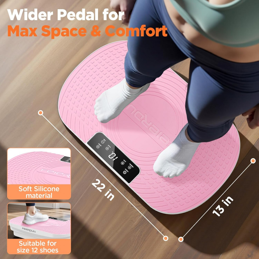 FEIERDUN Vibration Plate Exercise Machine with loop bands and remote control - 330lb max - PINK (model: fedvp-la) image 2