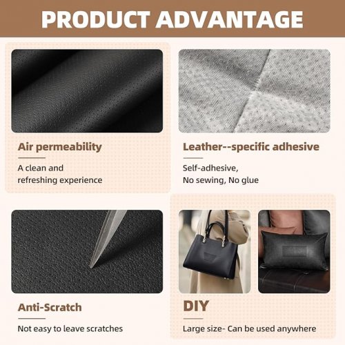 Shagoom Leather Repair Patch - 35" x 79" -  Perforated Coffee (Model: 6EJ9) image 2