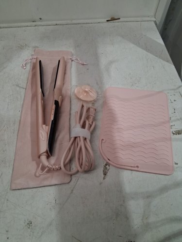 angenil professional titanium flat iron - dual voltage  - 1" - pink image 3