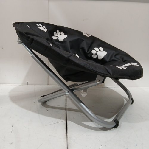 Etna Products Round Pet Bed Comfortable Elevated Cat Bed with Paw Print Cushion - black/white image 3