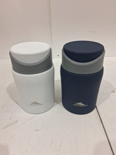 2PK HIGH SIERRA STAINLESS STEEL INSULATED FOOD JARS WITH FOLDABLE SPOONS - 24OZ EACH - WHITE/NAVY BLUE (MODEL: 1617416) image 2