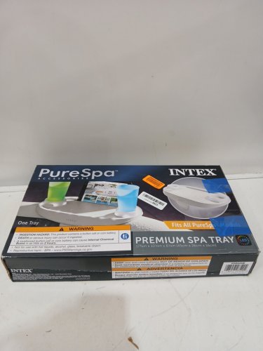 intex pure spa premium spa tray with White LED Light Strip and Cupholders for pool, holds smartphone and tablet - tan - (model: 28520e) image 2