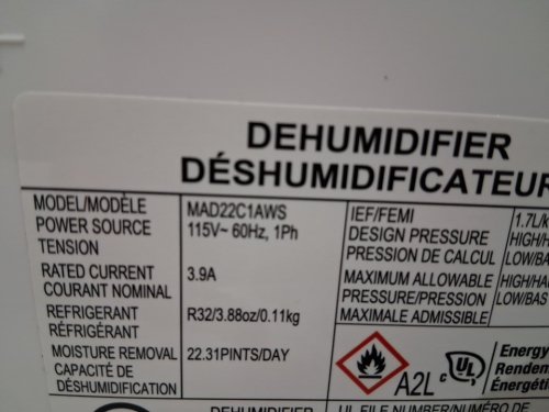 MIDEA EASYDRY DEHUMIDIFIER WITH DIGITAL DISPLAY - 1500SQ.FT. COVERAGE - WHITE (MODEL: MAD22C1AWS) image 6