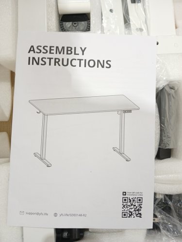 FEZIBO ELECTRIC STANDING DESK WITH MEMORY PRESETS, ANTI-COLLISION TECHNOLOGY, SOLID STEEL FRAME, CABLE MANAGEMENT TRAY, HOOKS, AND HEIGHT ADJUSTABLE - 48" X 24" - WHITE/MAPLE Brown (MODEL: S35) image 6