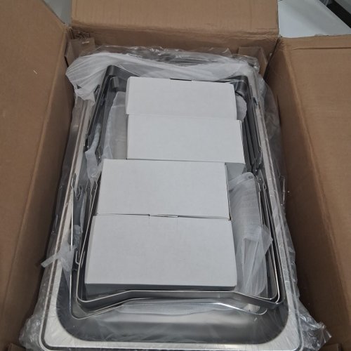 4PK Rectangle Chafing Dish Buffet Set - 2 Full Size and 4 Half Size - 8QT  each - STAINLESS STEEL/gold (model:hz-433) image 3