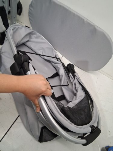 Strocare 3 in 1 foldable pet stroller with detachable carrier, storage basket & pet pad - for small/medium dogs & cats - GREY (MODEL: D08) image 5