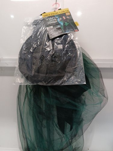 2PC GIRL'S GOODMARK LIGHT-UP WICKED WITCH COSTUME - LARGE 10/12 - BLACK/GREEN image 2