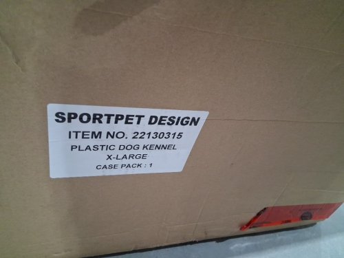 SPORT PET AIRLINE PLASTIC DOG KENNEL - EXTRA LARGE - GREY/BLACK (MODEL: 22130315) image 3
