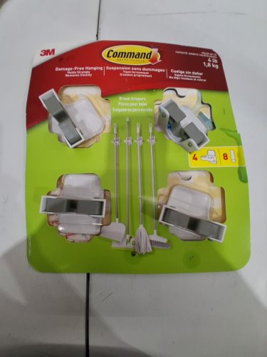 4pk 3M Command Broom and Mop Grippers and Strips - WHITE/GREY (MODEL: 1141662) image 2