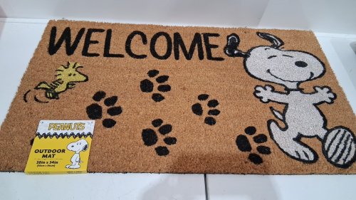 Gertmenian Peanuts Snoopy and woodstock COIR WELCOME Mat - 1.66ftx 2.83ft - brown image 2