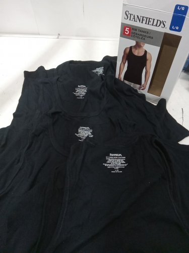 4PK MEN'S STANFIELD'S RIB TANK - LARGE - BLACK (STYLE: 3764852) image 2