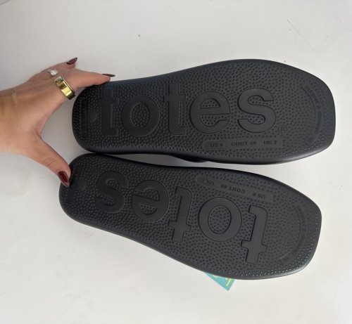 WOMEN'S TOTES PUFFY PLATFORM SLIDE SANDALS - 9 - BLACK image 3
