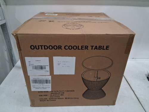 SHAREWIN Portable ratan style Outdoor Ice Cooler patio Table with Drainage Plug - 8 Gallon - grey/white - (model: lc30114017) image 4