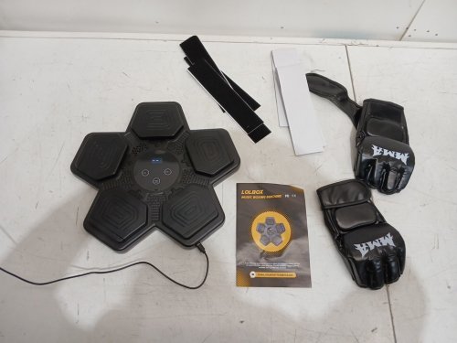 LOLBOX smart LED light music boxing pad trainer machine with gloves and wall mounted Velcro - 13.9" x 1.57" - black (model: FS-27) image 3