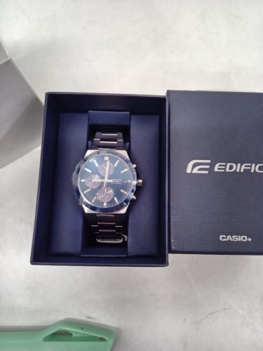 MENS CASIO Edifice Analog Chronograph Stainless Steel Blue Dial Solar WATCH - 40MM - STAINLESS STEEL (MODEL:EFS-S650D-2A) image 2