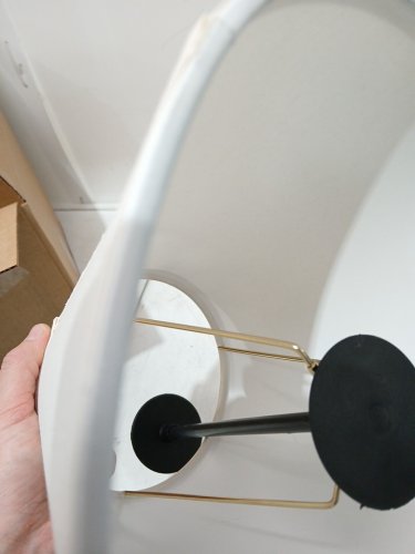 Fabric Drum Lampshade - 12" x 8" - WHITE/GOLD image 4