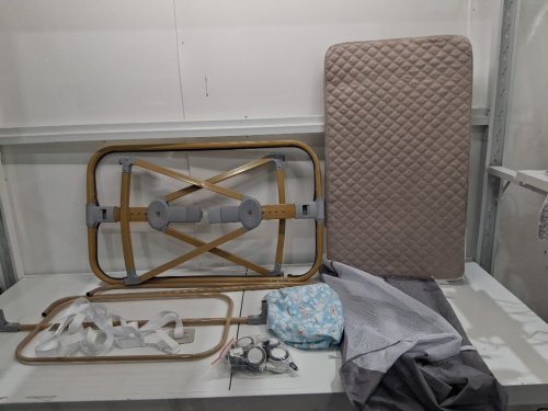 Mariserenity beside baby bassinet with rocking sleeper, adjustable height with wheels -  Khaki / woodgrain - (Model: QWM-001) image 3