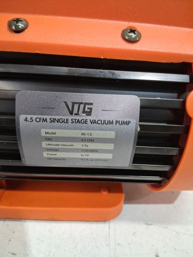VTG VOGTEN Single stage AC Vacuum Pump *PUMP ONLY* - 4.5CFM - (model: rs-1.5) image 4