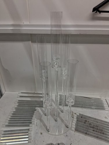 8PK 5 arm acrylic candelabra centerpiece - 26.5" x 8.5" - clear image 10