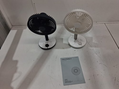 2PC LUMENA FAN STAND 4 CORDLESS DESK FANS - 4 SPEEDS, OSCILLATION - WHITE & NAVY BLUE (MODEL: 1796327) image 4