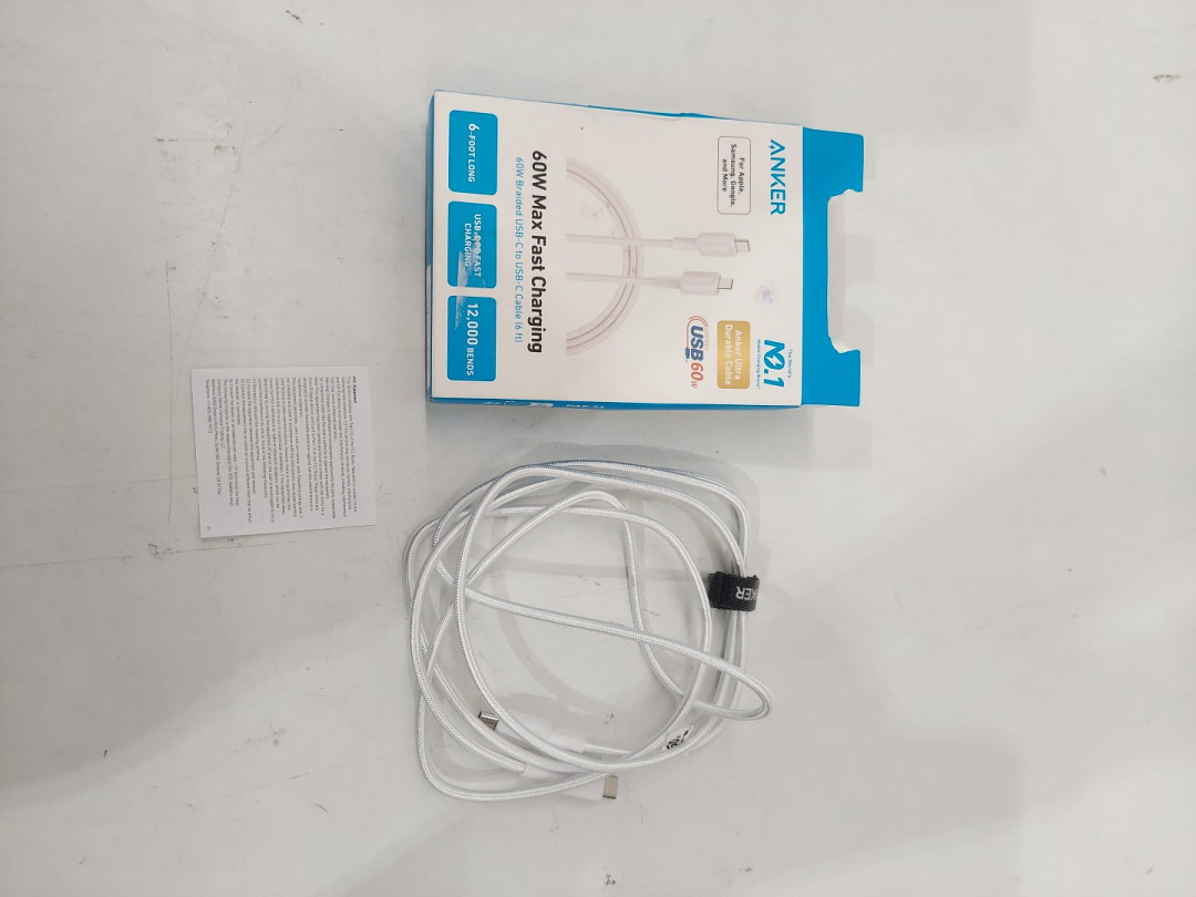 Anker Durable Braided USB-C to USB-C Fast Charging Cable - 6ft - White (Model: A81F6) image 3