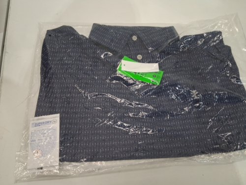 MEN'S IZOD GOLF SWINGFLEX ELITE PRINTED POLO shirt - Medium - Blue image 2