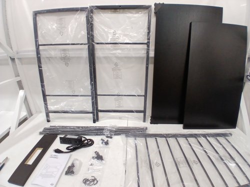HOOBRO 3-tier Kitchen Island with hooks & power bar - 35" - black (model:  BB021ZD01) image 6