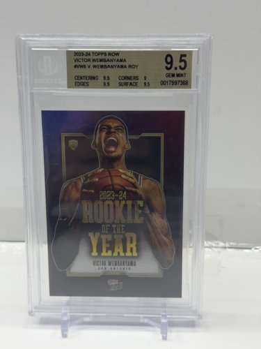 BECKETT GRADED 9.5 GEM MINT 2023-24 TOPPS NOW VICTOR WEMBANYAMA ROOKIE OF THE YEAR ROOKIE CARD #VW-6 image 4