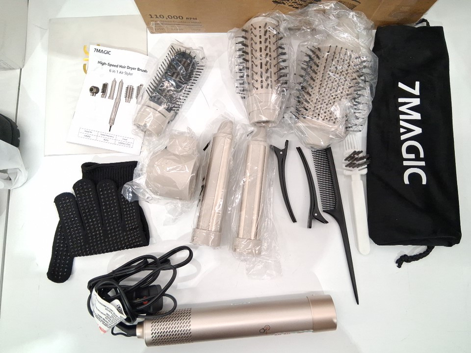 7magic high speed hair dryer brush and 6 in 1 styler - 110 volts - 1200 watts - silver - (model: HB-800) image 3