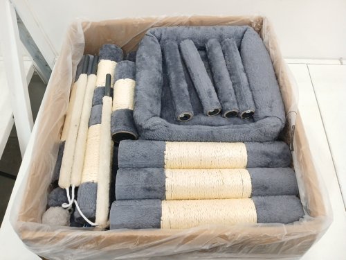 FEANDREA 5-TIER CAT TREE WITH HAMMOCK BASKET AND REMOVABLE TOYS - 65" X 20" X 20" - DARK GREY (MODEL: PCT087G01V1) image 3